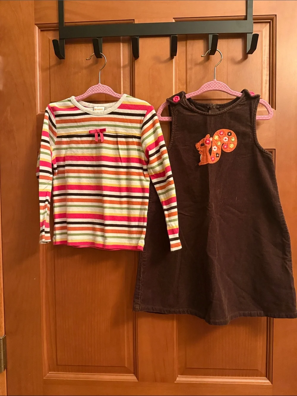 Gymboree Brown Corduroy Pinafore with Striped Long-Sleeve Top